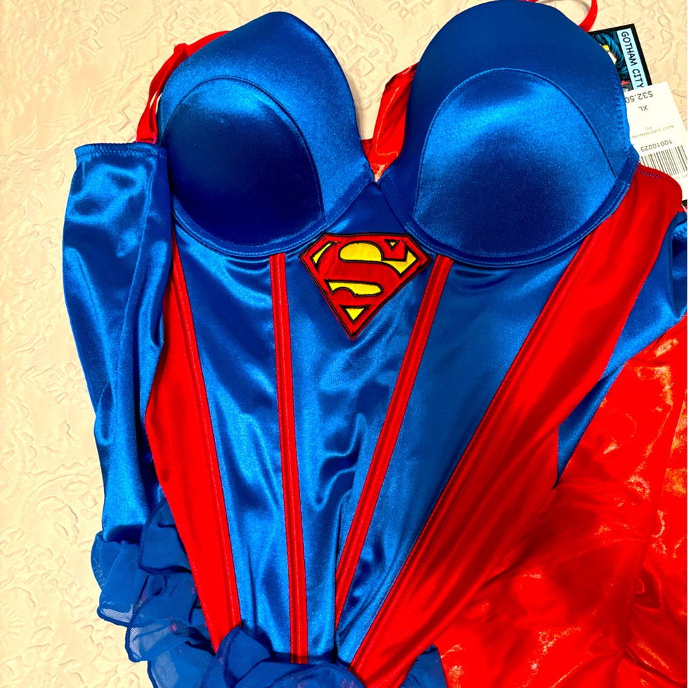 Superwoman corset with cape and skirt